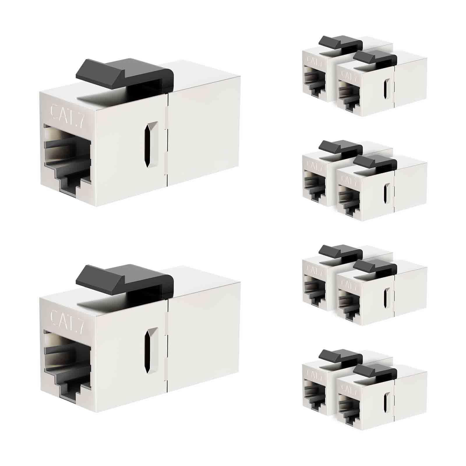 NALACAL UL-Listed CAT7 Coupler RJ45 Keystone Shielded Coupler 10-Pack, Ethernet Coupler, Female to Female Keystone Jack, STP Keystone Insert for Cat7/Cat6a/Cat6/Cat5e Cable(10 Pack)
