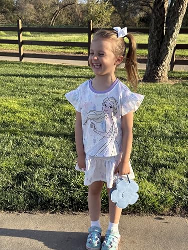 Image of Disney Frozen Elsa Minnie Mouse Stitch Princess Girls' Skirt Sets Ruffle Short Sleeve Clothes 2pcs Outfits Summer Dress 2-9Y