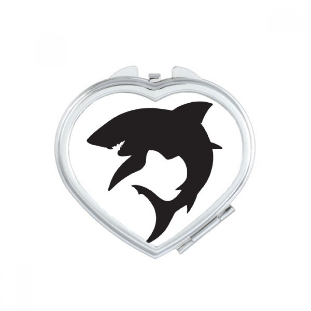 Miroir de poche fait main avec silhouette requin féroce multicolore
