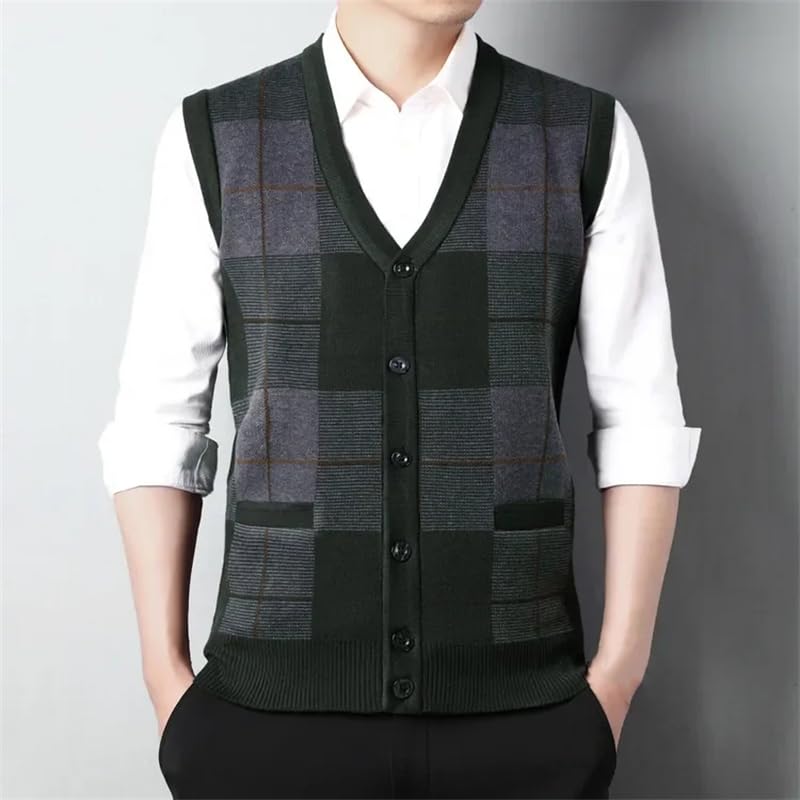 Mens V-Neck Sleeveless Vest Knitwear Business Slim Casual Knitted Waistcoat Sweater Pullover4