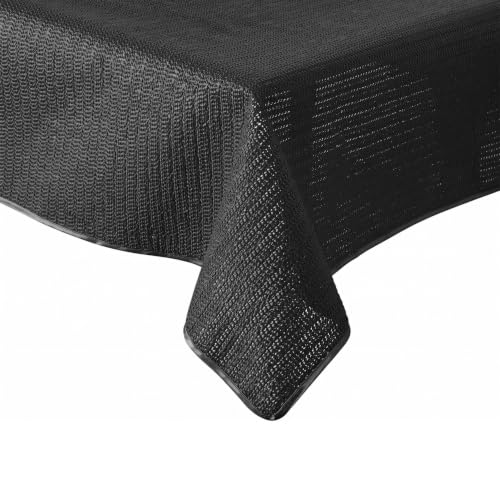 Tischdecke Outdoor Wetterfest rutschfest & UV-Beständig in 7 Farben - Weichschaum PVC Tischdecke Abwaschbar & Waschbar bei 30C - Gartentischdecke Rechteckig 110x140 cm Schwarz