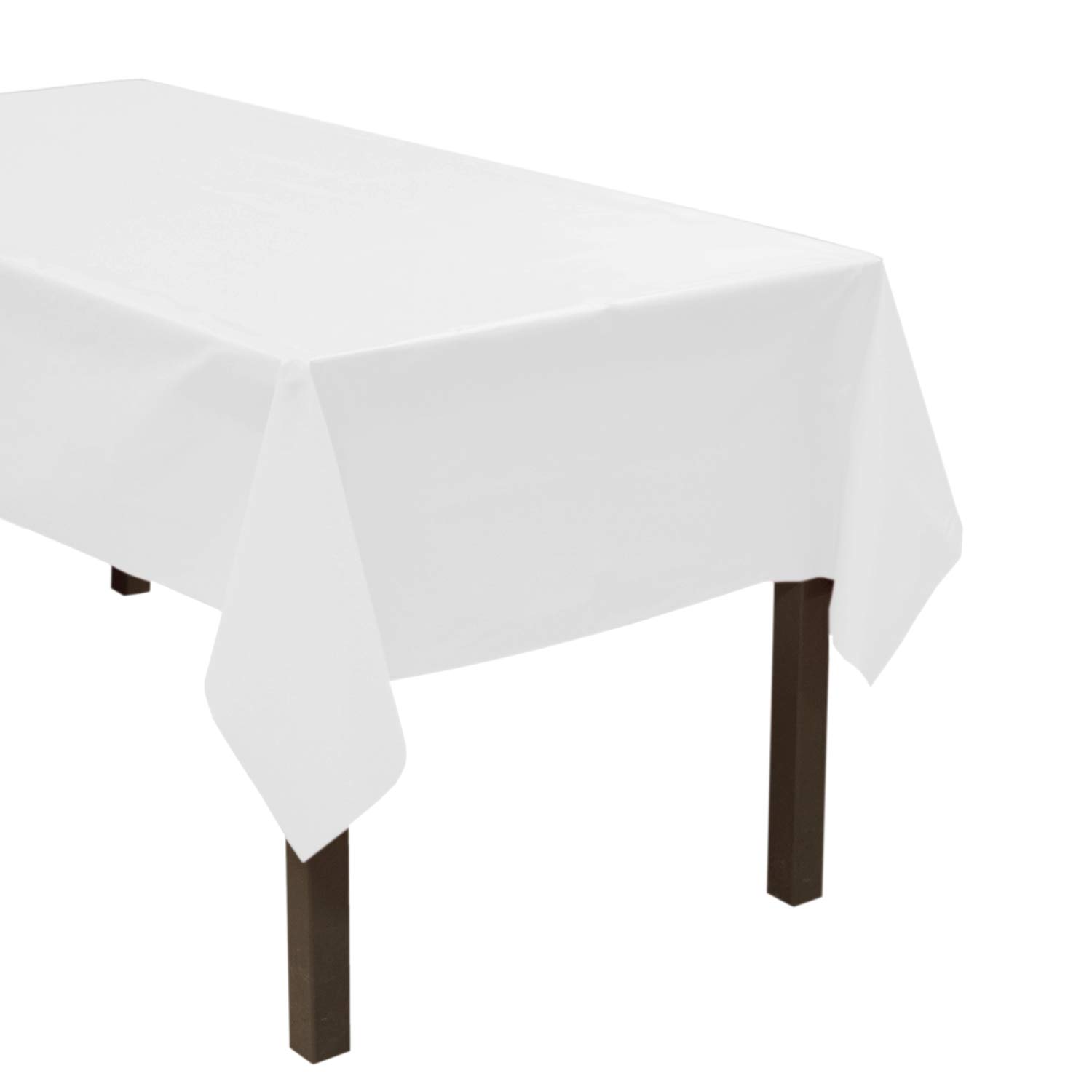 Party Essentials 54108WH-3 Heavy Duty Rectangle Plastic Table Cover Available in 24 Colors, 54 x 108, White, 3-Count