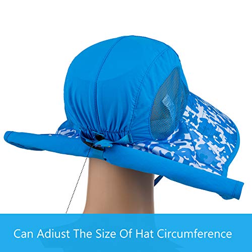 Image of Kids Sun Hat UPF 50+ Boy Girl Protection Hat Wide Brim Beach Hats with Mesh and Adjustable Chin Strap