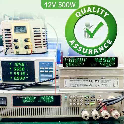 Image of LED Driver 500 Watts(250W X2) 12V DC Transformer,Waterproof IP67 Power Supply, Adapter with 3-Prong Plug 4.9 Feet Cable for Any DC led Lights, Computer Project, Outdoor Light