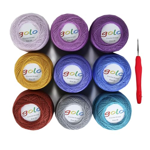Image of golo Crochet Thread Size20 Embroidery Thread 10gx9 Crochet Yarn for Hand Knitting 20-9-4