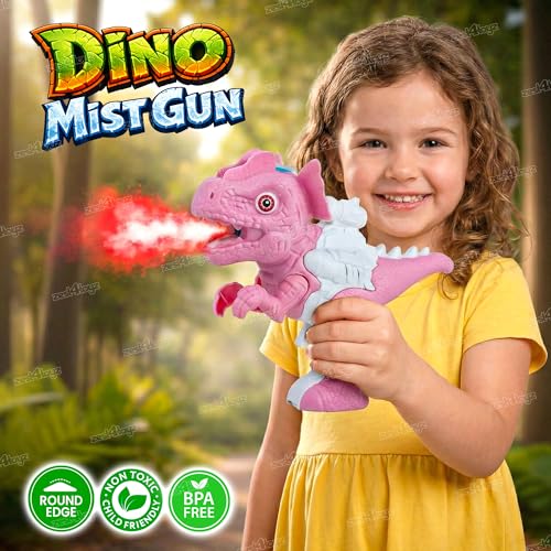 Image of Zest 4 Toyz Dinosaur Water Gun Toy for Kids with Light Battery Operated Dino Mist Spray Gun Action Dinosaur Water Toy for Boys & Girls Kids Toys Birthday Gift for Boys and Girls - Pink