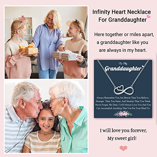 UNGENT THEM Infinity Heart Necklace for Granddaughter Birthday Valentines Graduation Confirmation Back to School Gifts for Teen Girls3