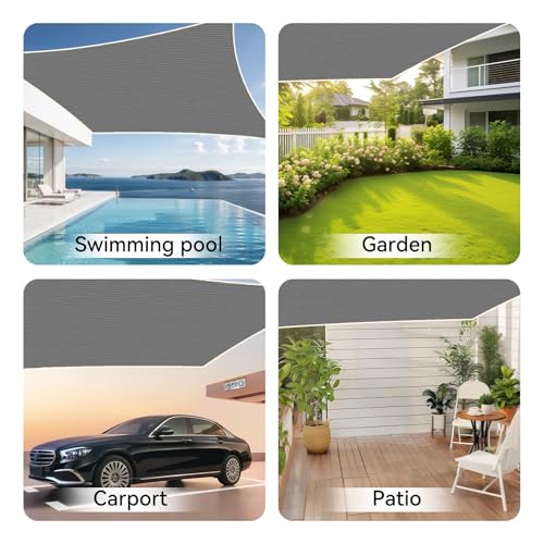 8x8 FT 90% Sun Shade Cloth, Pergola Shade Cover with Grommets, Gray by xihakey - Used condition - Image 5