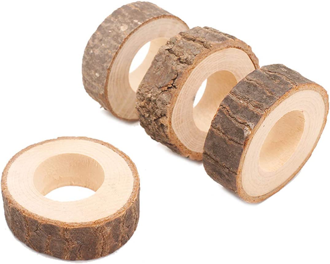Serviettenringe mit Schnallen/Tischdekoration, 7-teiliges Set kreativer Serviettenringe aus Holz für Dinner, Hochzeit, Bankett und Partys