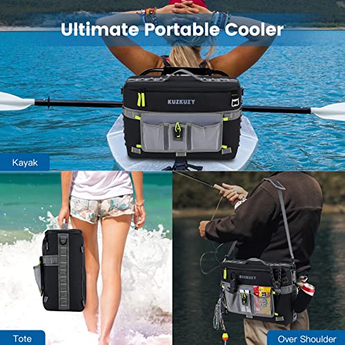 Kuzkuzy Kayak Cooler Behind Seat, Waterproof Cooler For Kayaking, Large Cooler For Kayak Seat Back - Compatible With Lawn-Chair Style Seats, Kayak Accessories For Fishing (Black/Neon Green) #TOP5
