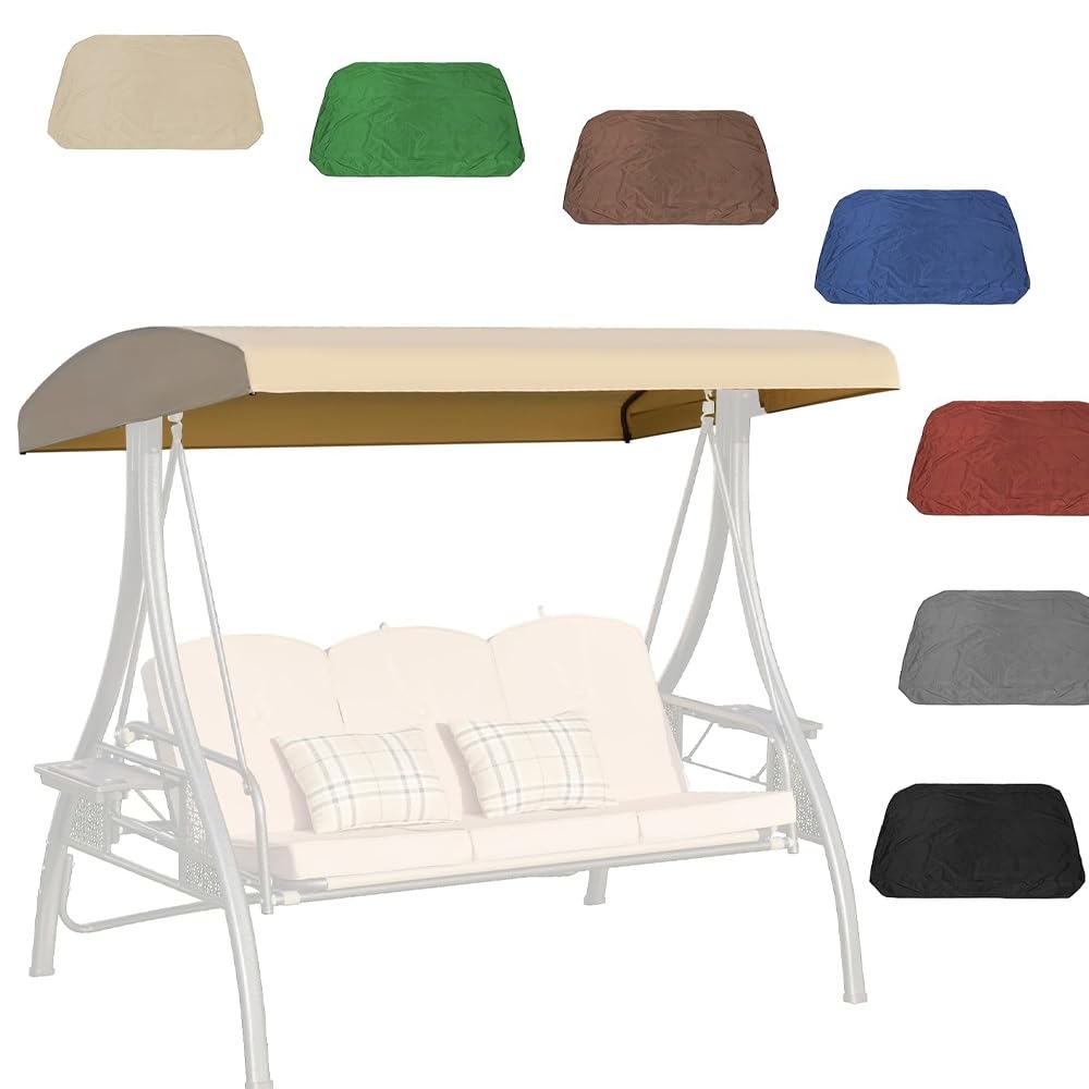 Hollywoodschaukel Dachbezug Wasserdicht-Ersatzdach Für Gartenschaukel 195x125cm Schaukelüberdachung Abdeckung Universal Dachbezug Für Hollywoodschaukel(Beige,191x120x23cm/75x47x9in)