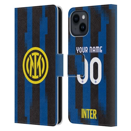 Étui portefeuille iPhone 15 Inter Milan en cuir avec emplacements cartes