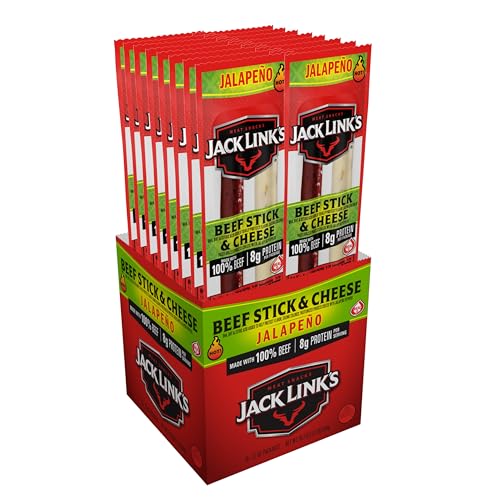 Jack Link's Jalapeno Beef & Cheese Combo, Spicy Snack Pack, Made with 100% Beef and Real Wisconsin Cheese, 8g protein, Individually Wrapped Snacks - 1.2 Ounce (Pack of 16)