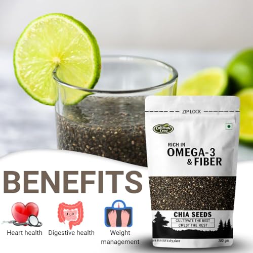 Image of Cultivate Crest Organic Chia Seeds 200g | 100% Natural & Raw, High Protein Seeds | Rich in Omega 3 & High Fibre, Vegan Superfood, Gluten Free, For Smoothies, & Daily Nutrition for Weight Management