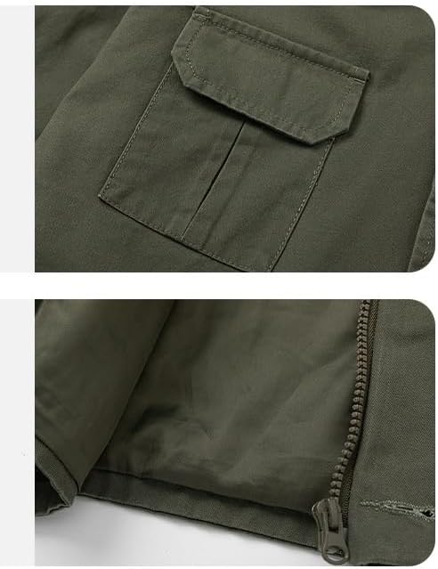 American Retro Jacket Men, Multi Pocket Lapel Utility Top, Loose Long Sleeve Daily Coats