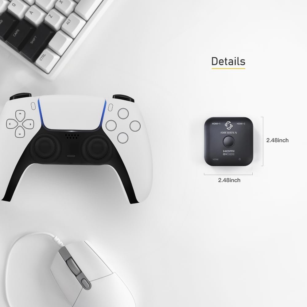 10K 8K HDMI Switch – 2 in 1 Out, Bi-Directional HDMI Splitter Switcher, 8K@60Hz, 4K@240Hz, Compatible with PS5, PS4, Xbox, Fire Stick, Apple TV, Projector