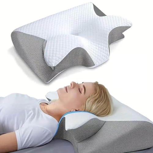 Pillowdaddy Pillow Daddy Das Nacken - Therapiekissen Ergonomisches Memory Foam Kissen Nackenstützkissen für Seiten- Rücken- Bauchschläfer Waschbar Kissenkern + Innenfutter + Außenkissen (White)