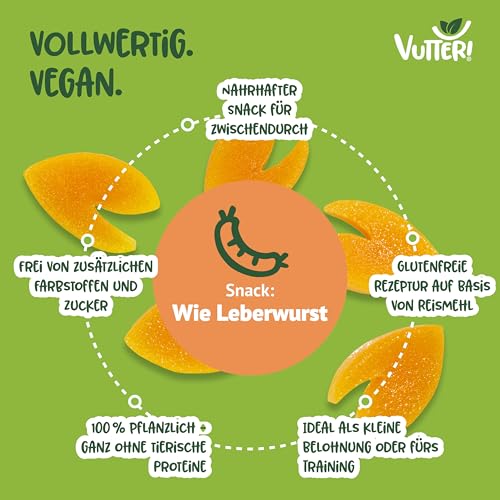 VUTTER ! Snack Wie Leberwurst, 10x110 g: Hundeleckerli Vegan. Pflanzliche Leckerlis. Belohnung für Hunde. Leckerli ohne tierische Proteine. Glutenfrei auf Reismehlbasis. Ohne Zucker & Farbstoffe