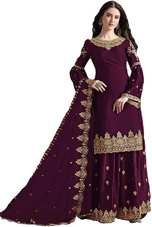 Indian Pakistani Ready to Wear Ethnic Wedding Wear Palazzo Style Salwar Suit for Women