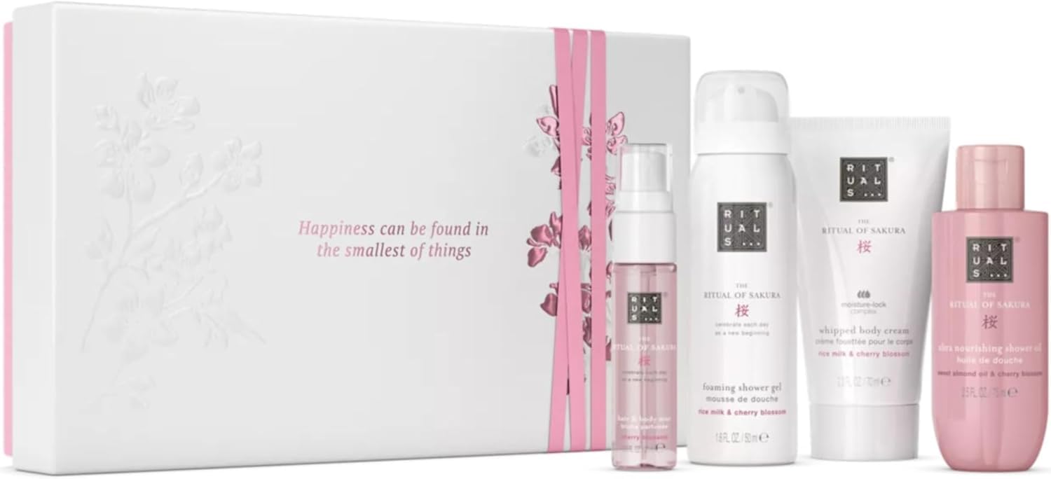 Coffret Rituals The Ritual of Sakura - Produits de soins de la peau enrichis en fleurs de cerisier et lait de riz - Cadeau détente et bien-être
