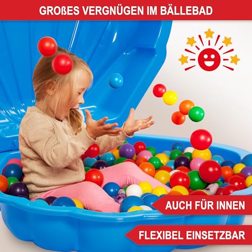 ONBEST 2-in-1 Sandkasten & Sandmuschel mit Deckel für Kinder – Ideal für Sand und Wasser – aus hochwertigem Kunststoff – auch ideal für Hunde – Bademuschel 2 Farben zur Wahl - mit Abdeckung (Blau)