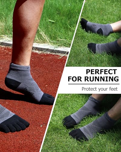 Image of WRELS Coolmax Toe Socks for Men Women,Athletic High Performance Cushion Crew Socks for Running Working(3 Pairs)