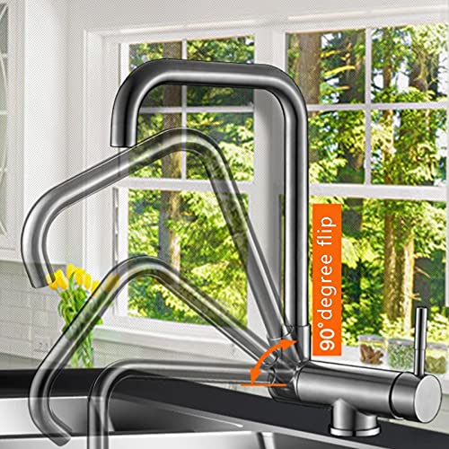 Robinet mitigeur de cuisine rabattable eau chaude et froide