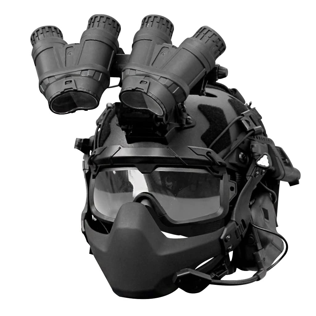 Fast Tactical Helmet Combined with Half Face Mask Goggles Earphone and NVG L4G24 Dumper for Paintball CS Game Shooting Outdoor Sports