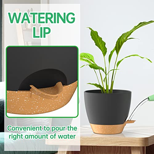 Zmtech 2 Pack 10 Inch Plant Pots With Watering Lip Self Watering Planters With Drainage Holes And Removable Saucer Plastic Flower Pot For Indoor Outdoor Plants (Gray) #TOP3