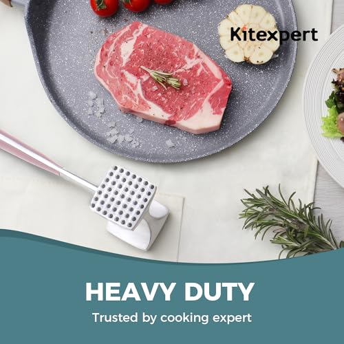 Image of KITEXPERT Meat Tenderizer Hammer with Comfortable-Grip Handle, Dual-side Mallet for Kitchen, Heavy Duty Pounder For Tenderizing Steak, Beef and Fish, Pink