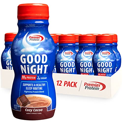 Premier Protein Good Night Protein Shake, Cozy Cocoa, 10g Protein, 2g Sugar, 12 Vitamins & Minerals, Nighttime Protein Blend, Magnesium, Zinc, 8.75 fl oz, 12 Pack