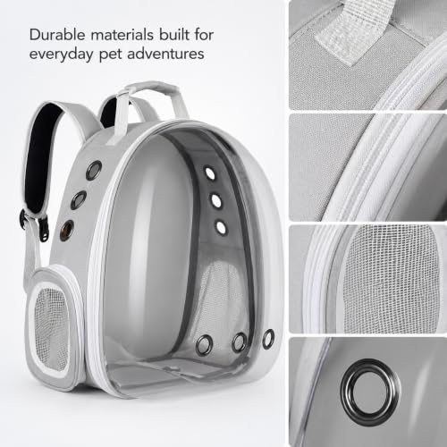 Image of Large Cat Backpack Carrier ExpandablePet Carrier Backpack for Small Medium Cats Fit Up to 18 Lbs, Foldable Puppy Backpack Carrier for Travel,Hiking (Grey, Bubble)