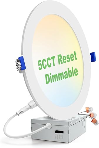 zouzai 1 paquete de 8 pulgadas, 18 W, Eqv, 150 W, 1620 lm, 5CCT, ultrafina, LED empotrable, con caja de conexiones, 2700 K3000 K3500 K4000 K5000 K