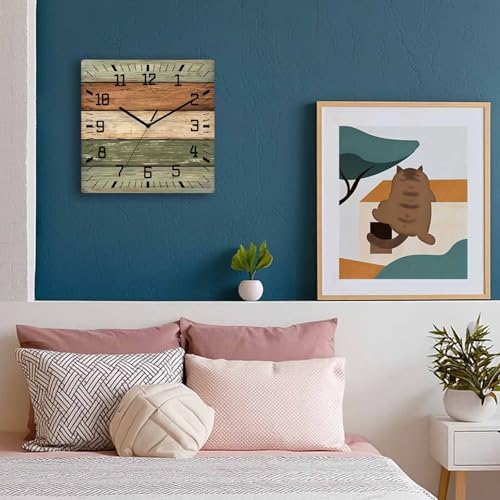 Reloj de pared cuadrado vintage de madera 10 pulgadas miniatura 5