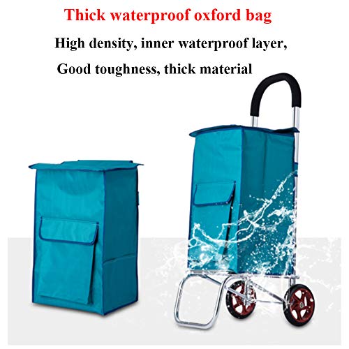 ASZX Zusammenklappbarer Einkaufswagen mit Tasche mit großem Fassungsvermögen, wasserdichter, Leichter Push-Pull… – Bild 4