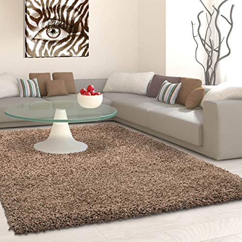 LIFE Tapis de salon shaggy rond Ø80 cm - Chocolat