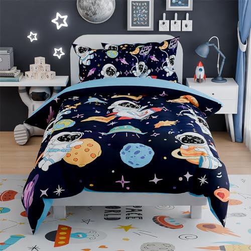 Image of SANDJEST Astronaut Bedding Sets for Boys, Ultra Soft Microfiber Comforter Set with 3-Pieces, Comforters Sets for Kids Children Boy Bedroom Decor