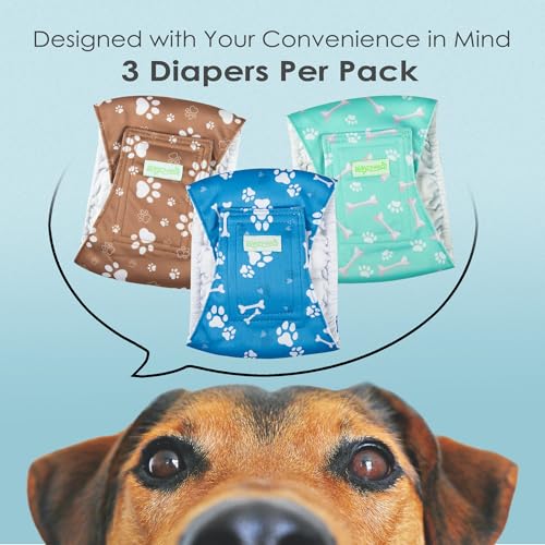 Image of Wegreeco Washable Male Dog Belly Band - Pack of 3 - Washable Male Dog Belly Wrap, Small Doggie Diapers for Doggy Puppy (Bone, Small)