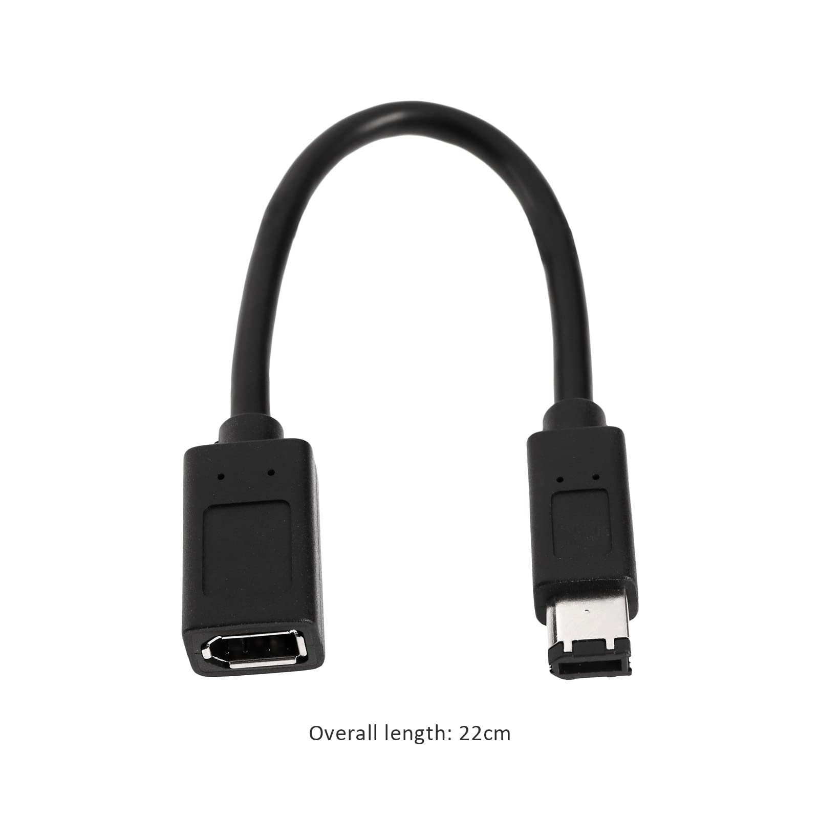 IEEE 1394 6Pin ?e?skie do 1394 6Pin m?skie Firewire 400 do 800 kabel adapter do przesy?ania danych kabel konwertera kompatybilny z MacBook Pro Mac Mini czarny 22cm
