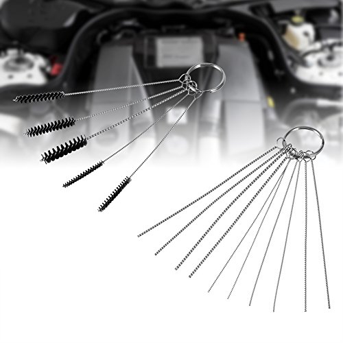 Carburetor Cleaning Needles,Carburetor Carbon Dirt Jet Remove 10 Cleaning Needles and 5 Brushes Tool Kits for Car Motor