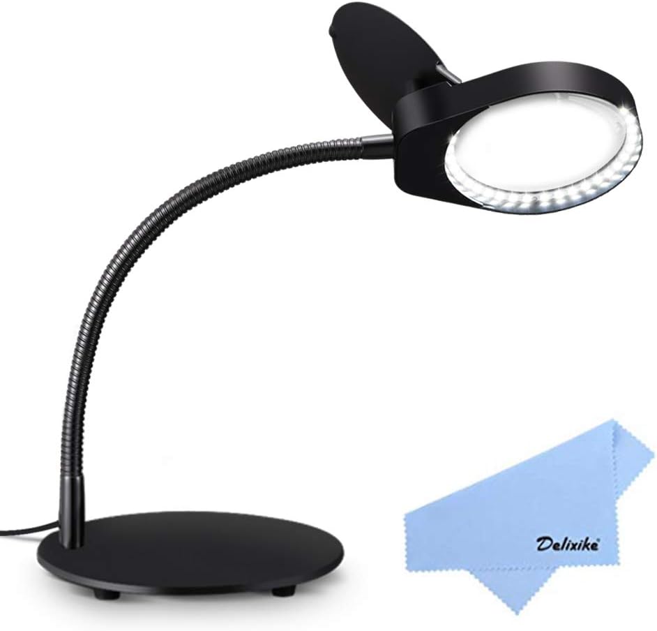 3X Magnifying Lamp - Table & Desk Magnifying Glass with Ultra Bright Energy Saving LED Light, Great Hands Free Magnifier for Reading, Hobbies, Crafts, Workbench, Diamond Art