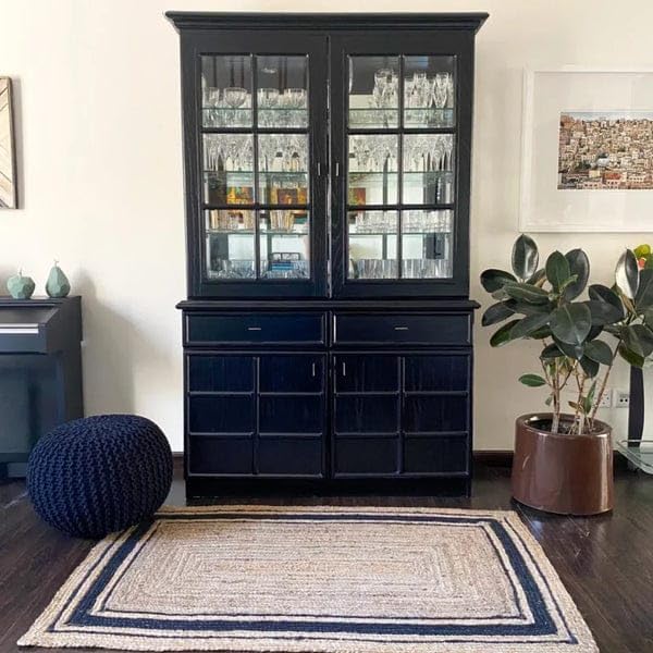 Jute (Natural and Dyed Jute) Handmade Braided Rugs | Natural & Black Jute Area Rug | 6x9 Ft (12x18 ft)