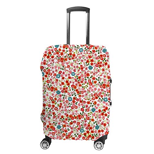 Housse de voyage valise de protection lavable et extensible motif floral rouge résistant