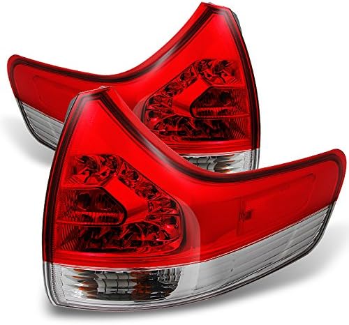 AKKON - For Toyota Sienna SUV Red Clear Tail Lights Repalcement Driver + Passenger Side Outer Piece Pair Set