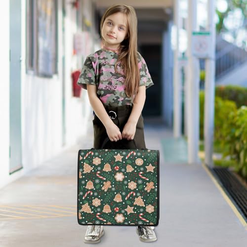 Image of 3 Ring Zipper Binder with Shoulder Strap Christmas Gingerbread Snowflakes 1.5 inch Binders Keeper Large Capacity Multi Pockets for School Office Supplies