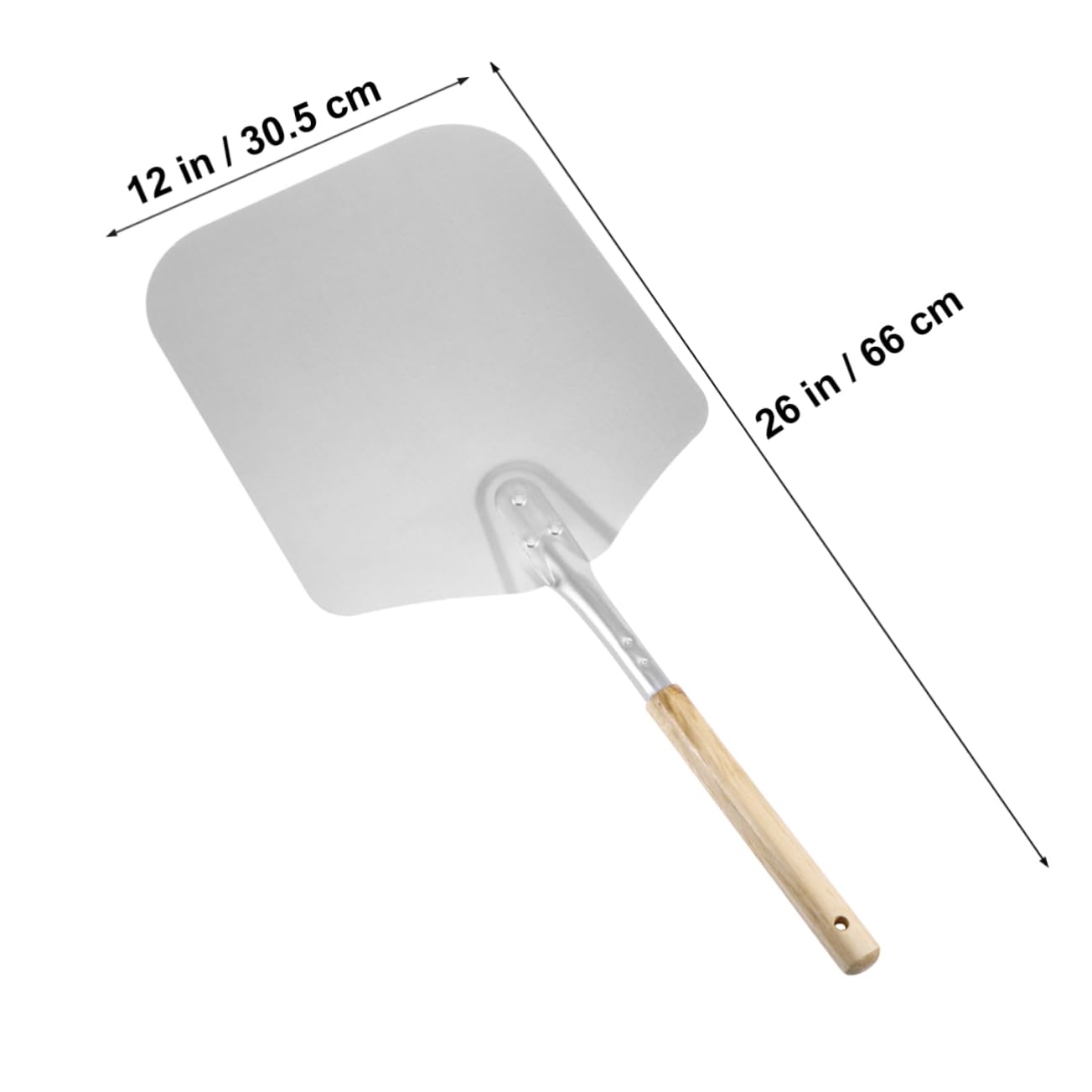 STOBAZA Aluminum Pizza Shovel 66cm with Wooden Handle Pizza Peel Sliding for Easy Transfer