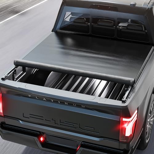 TUFFIOM Soft Roll-Up Truck Bed Tonneau Cover for Ford F150 2015-2025 Fits 5.5ft (66