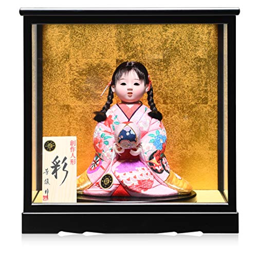 【木目込市松人形】6号座り木目込市松人形:京都西陣織:芳俊作:ケース入り【ひな人形】【浮世人形】