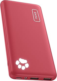 INIUPortable Charger, USB C Slimmest Triple 3A High-Speed 10000mAh Phone Power Bank, Flashlight External Battery Pack Compatible with iPhone 15 14 13 12 11 X Samsung S21 S20 Google LG iPad, etc (Red)