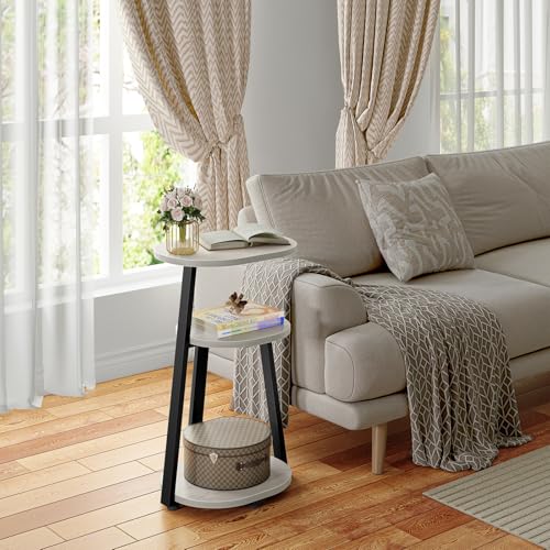 33% Off Small Oval Side Table with Metal Frame - White Maple